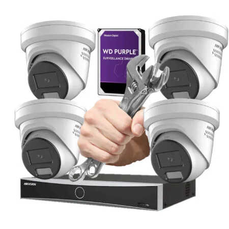 Beveiligingscamera set 4 Ultra HD full color camera's, 2.8MM inclusief installatie